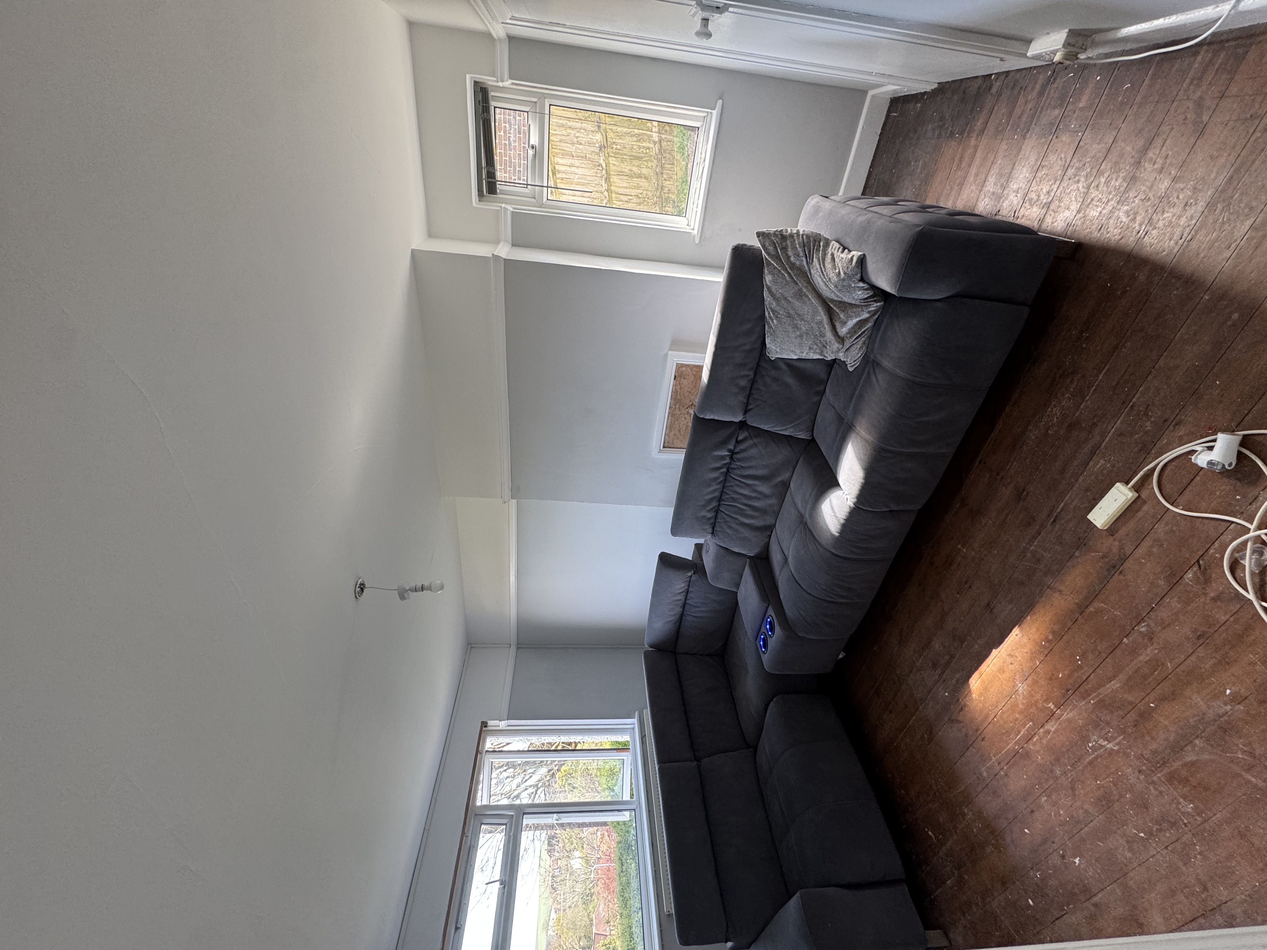 Living room with fresh grey and white painted walls